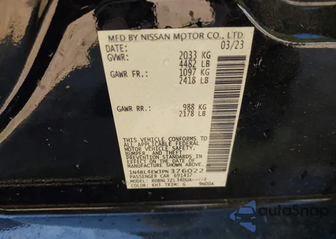 2023 Nissan Altima Sl Intelligent Awd z USA, uszkodzony, nr VIN 1N4BL4EW3PN376022